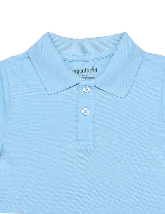 Polo Yaka Basic Mavi Kısa Kollu Çocuk T-shirt resmi